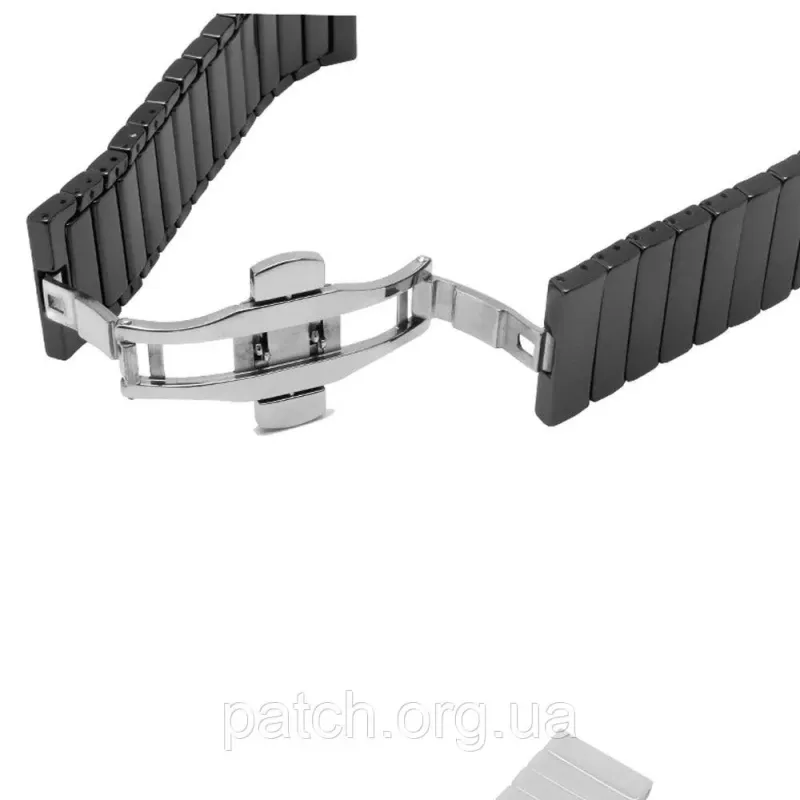 Браслет для годинника керамічний, глянсовий. 22 мм. Чорний