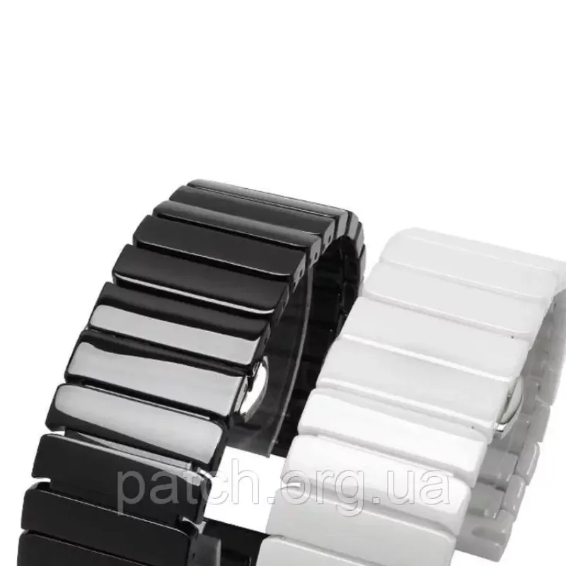 Браслет для годинника керамічний, глянсовий. 22 мм. Чорний