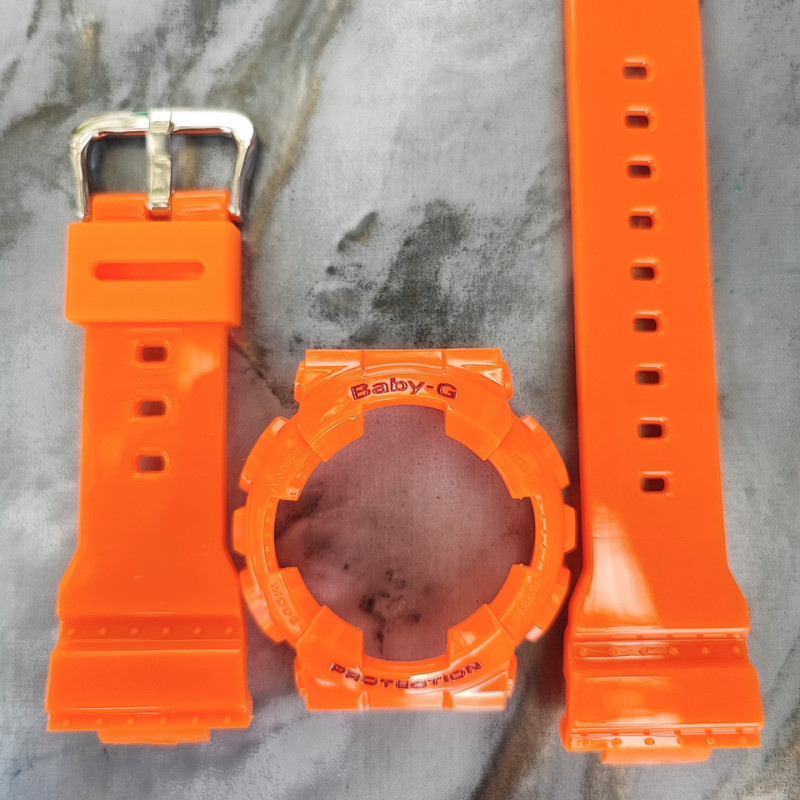Casio ремінець + безель (рант) для годинника Casio Baby-G BA-110 / BA-111 / BA-112 Жовтогарячий