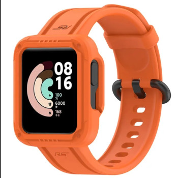 Силіконовий ремінець із чохлом для Xiaomi Mi Watch Lite / Redmi Watch Жовтогарячий