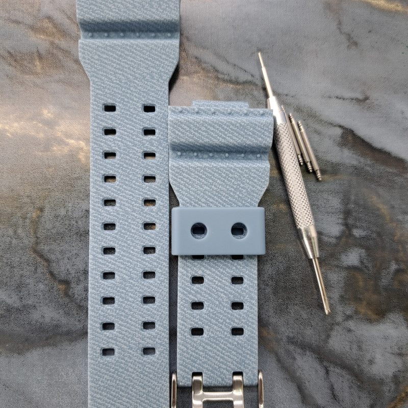 Ремінець для годинника Casio GA-100 / GD-120 / G-8900 / GA-150 / GA-200 / GLS-100 / GW-8900 Світлий джинс