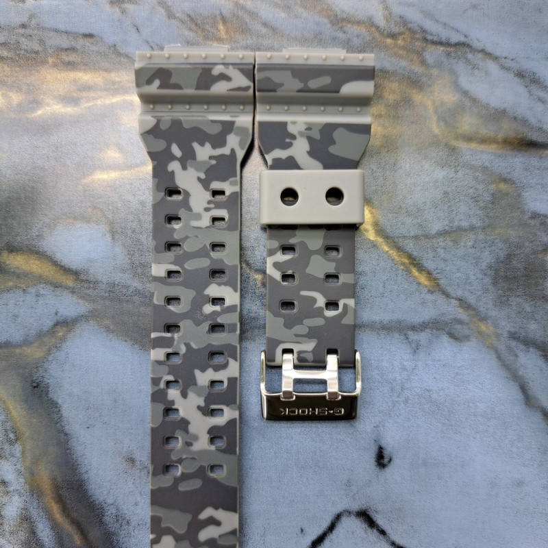 Ремінець для годинника Casio GA-100 / GD-120 / G-8900 / GA-150 / GA-200 / GLS-100 / GW-8900 Сірий камуфляж