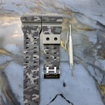 Ремінець для годинника Casio GA-100 / GD-120 / G-8900 / GA-150 / GA-200 / GLS-100 / GW-8900 Сірий камуфляж
