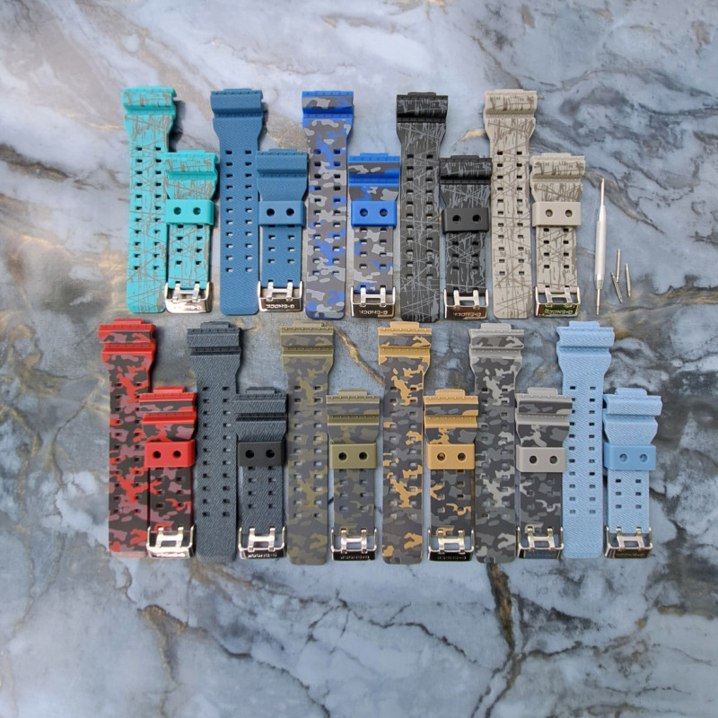 Ремінець для годинника Casio GA-100 / GD-120 / G-8900 / GA-150 / GA-200 / GLS-100 / GW-8900 Сірий камуфляж