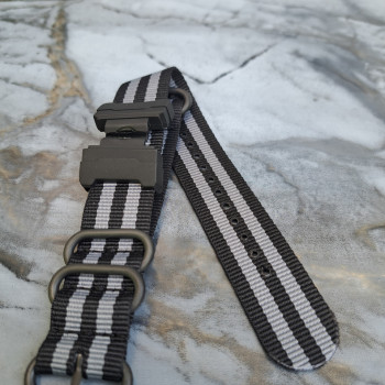 Тканевий ремінець для годинника Casio GA-100 / GD-120 / G-8900 / GA-150 / GA-200 / GLS-100 / GW-8900 Чорний із сірим