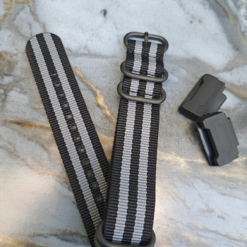 Тканевий ремінець для годинника Casio GA-100 / GD-120 / G-8900 / GA-150 / GA-200 / GLS-100 / GW-8900 Чорний із сірим