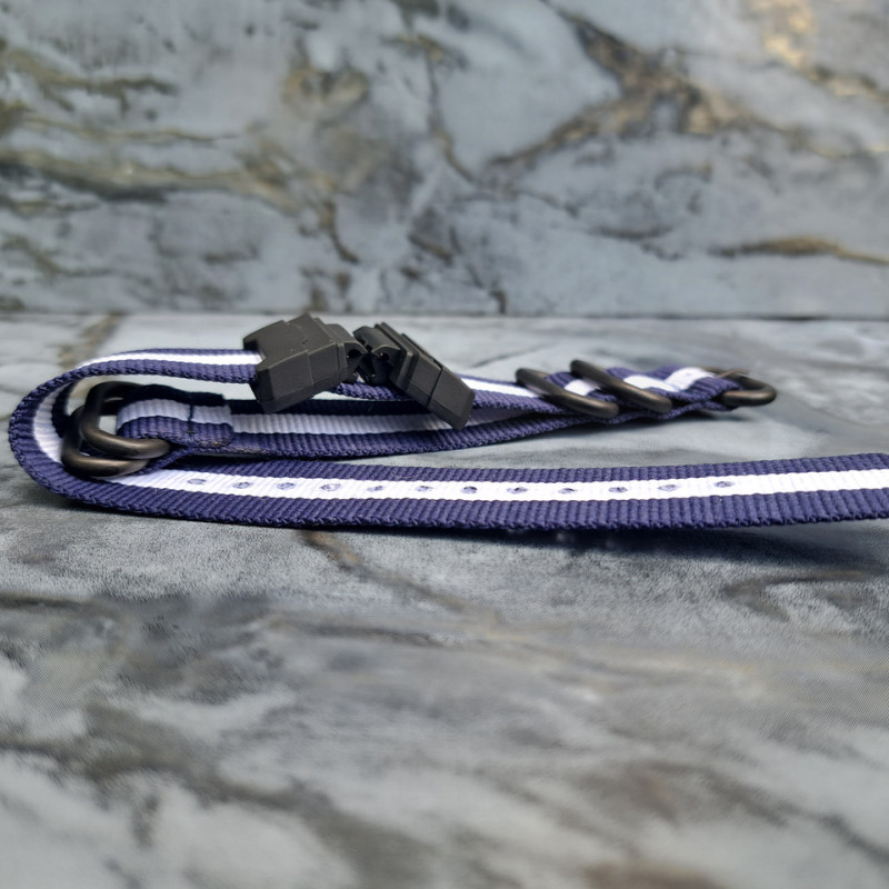 Тканевий ремінець для годинника Casio GA-100 / GD-120 / G-8900 / GA-150 / GA-200 / GLS-100 / GW-8900 Синій з білим