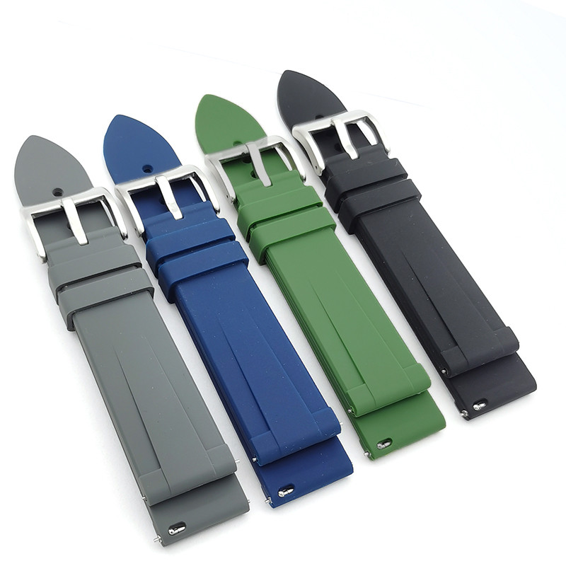 Силіконовий м'який змінний ремінець для годинника, із системою швидкої заміни, 20 мм Зелений