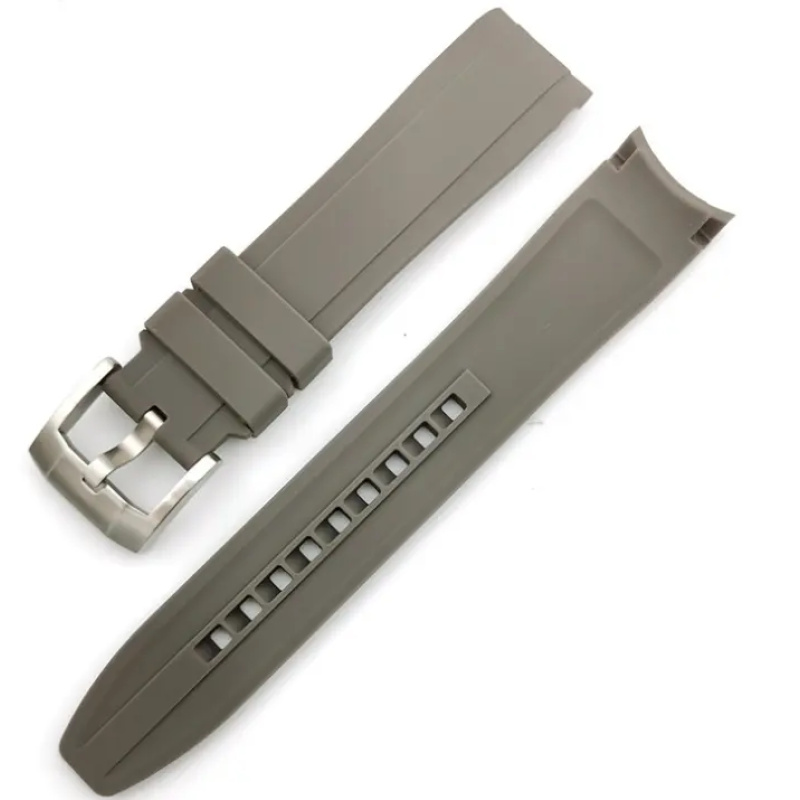 Ремінець вигнутий для годинника, універсальний, спортивний, силіконовий,водонепроникний браслет 22 мм Сірий