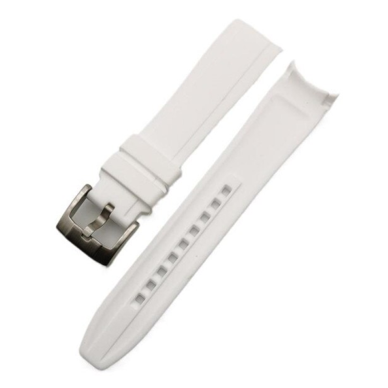 Ремінець вигнутий для годинника, універсальний, спортивний, силіконовий,водонепроникний браслет 22 мм Білий