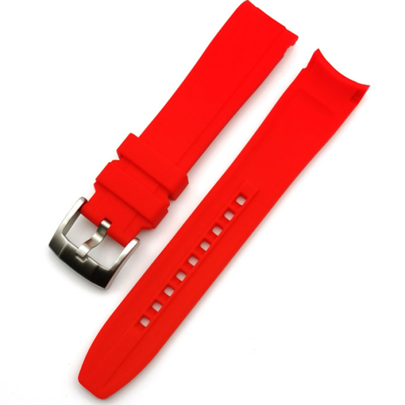 Ремінець вигнутий для годинника, універсальний, спортивний, силіконовий,водонепроникний браслет 22 мм Червоний