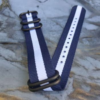 Тканинний універсальний ремінець 22 мм Синій з білим