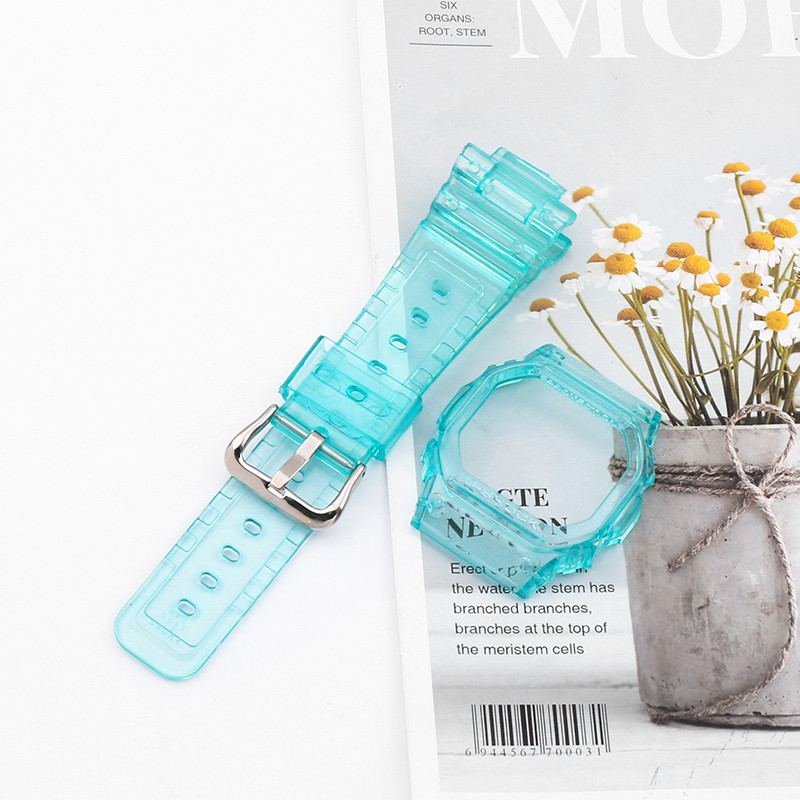 Комплект корпус + ремінець, прозорий для Casio G-SHOCK DW-5600/GW-B5600/GB-5600/GWX-5600/DW-5025 Бірюзовий