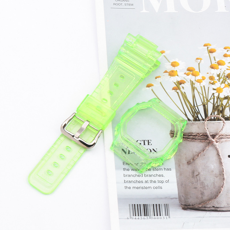 Комплект корпус + ремінець, прозорий для Casio G-SHOCK DW-5600/GW-B5600/GB-5600/GWX-5600/DW-5025 Салатовий