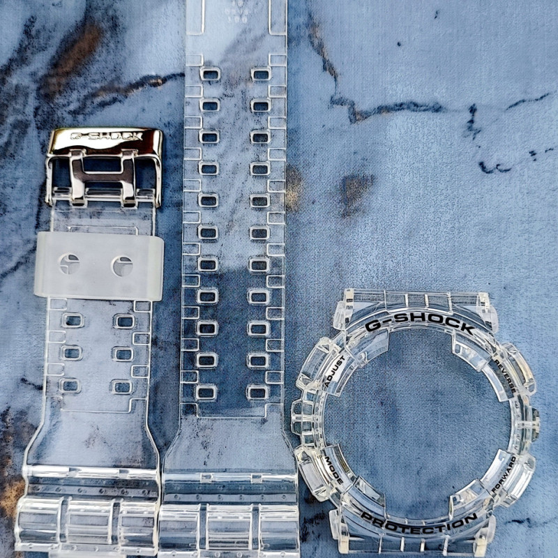 Casio ремінець + безель(рант) для G-SHOCK GA-100 / GA-110 / GA-120 / GD-100 / GD-100 / GD-120/ GAX-100/GLS-100 Прозорий Прозорий