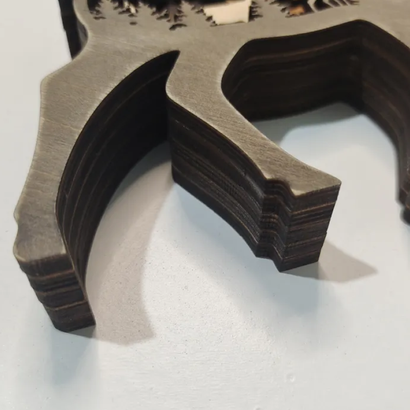 Декоративна дерев'яна іграшка-пазл 3D  "Олень" з гірляндою