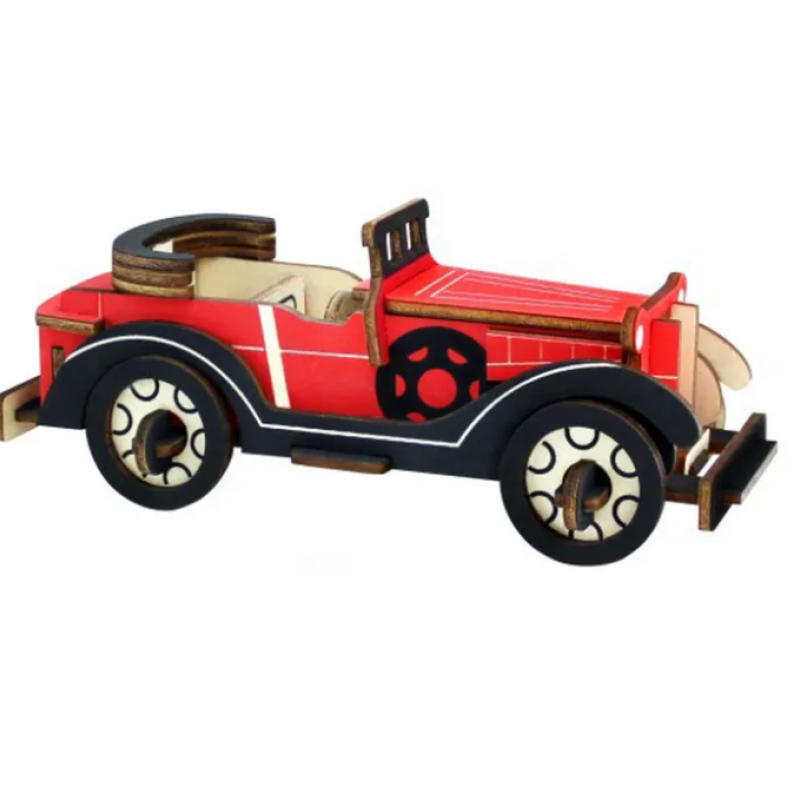 Декоративна дерев'яна іграшка-пазл 3D  "Раритетна машинка"