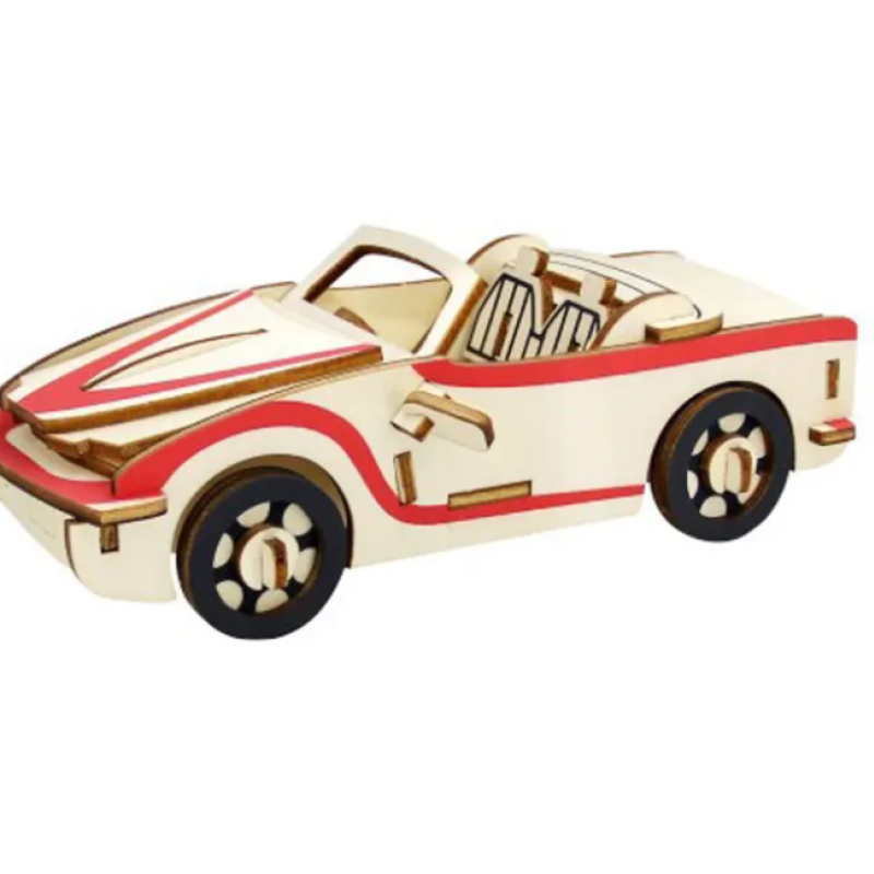 Декоративна дерев'яна іграшка-пазл 3D  "Машинка"