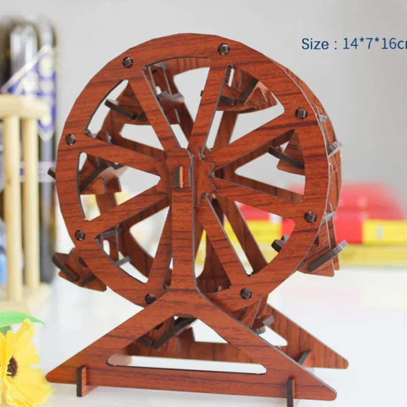 Декоративна дерев'яна іграшка-пазл 3D  "Колесо огляду"