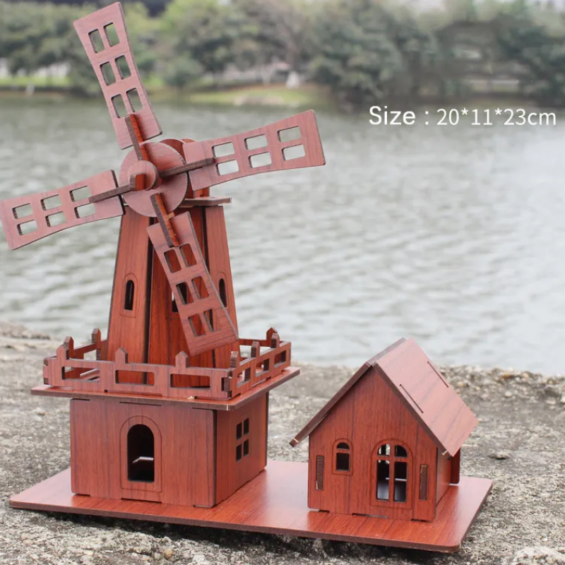 Декоративна дерев'яна іграшка-пазл 3D  " Млин"