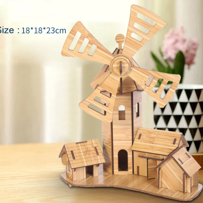 Декоративна дерев'яна іграшка-пазл 3D  " Млин"