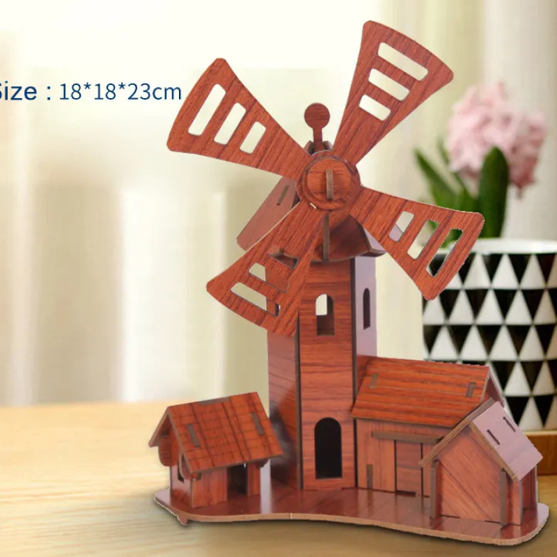 Декоративна дерев'яна іграшка-пазл 3D  " Млин"