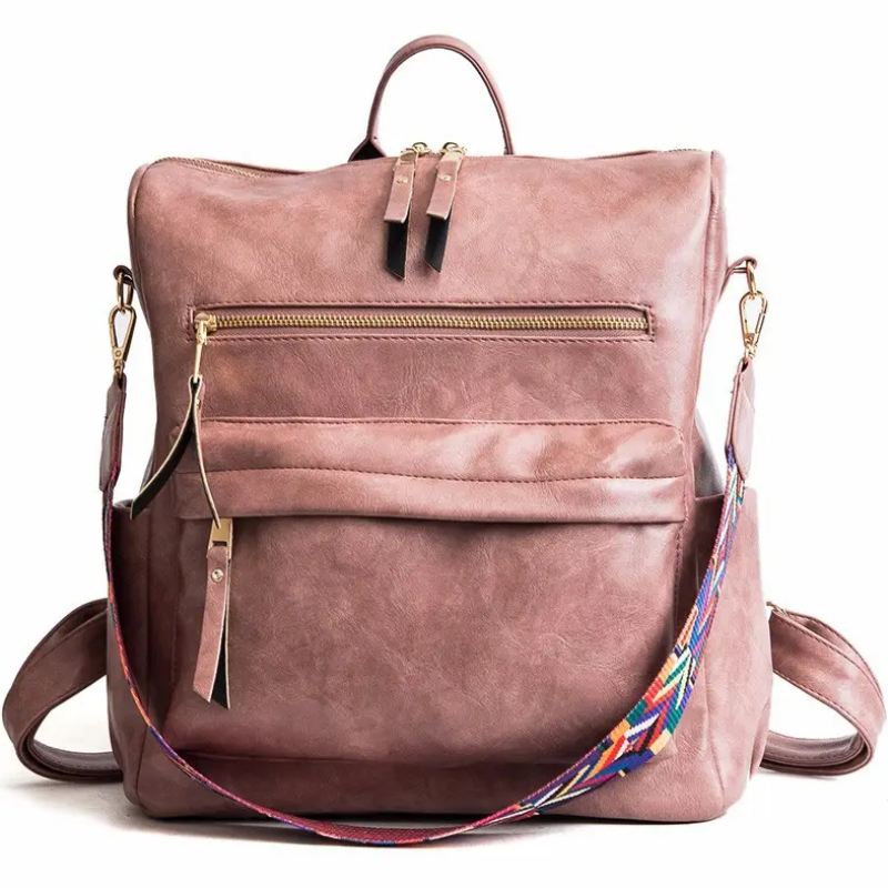 Рожева сумка-рюкзак з екошкіри