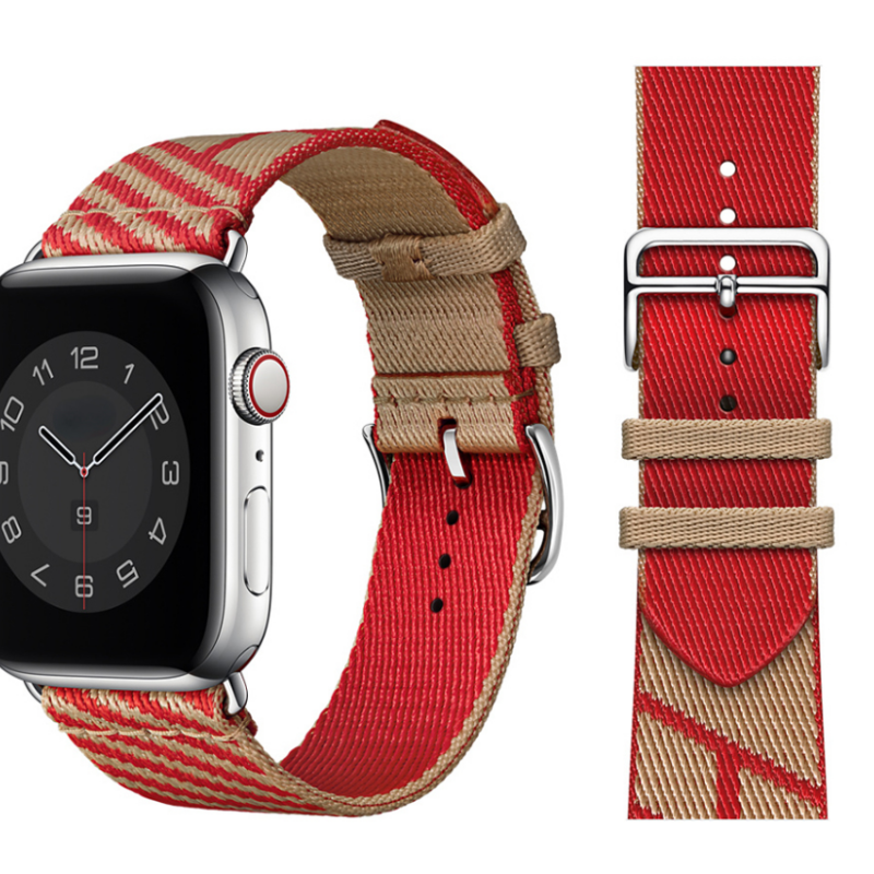 Змінний тканинний ремінець для Apple Watch 42 / 44 / 45 / 49 мм Червоний з коричневим