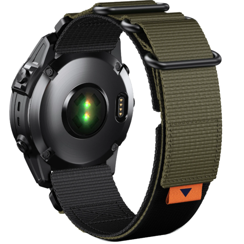 Тканинний ремінець для Garmin Fenix 7X / Enduro / 6X / 5X / Tactix / 3 HR / QUICK FIT 26 MM Зелений + чорний