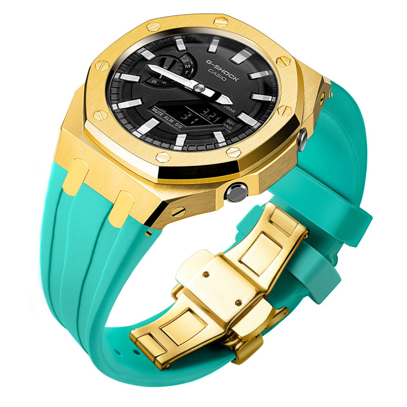 Ремінець, безель (рант) для годинника Casio G-SHOCK GA-2100 / GA-2110 / GA-B2100 Золото з м'ятним