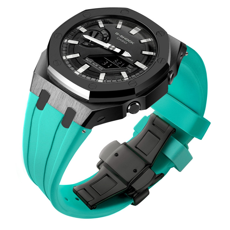 Ремінець, безель (рант) для годинника Casio G-SHOCK GA-2100 / GA-2110 / GA-B2100 Чорний з м'ятним