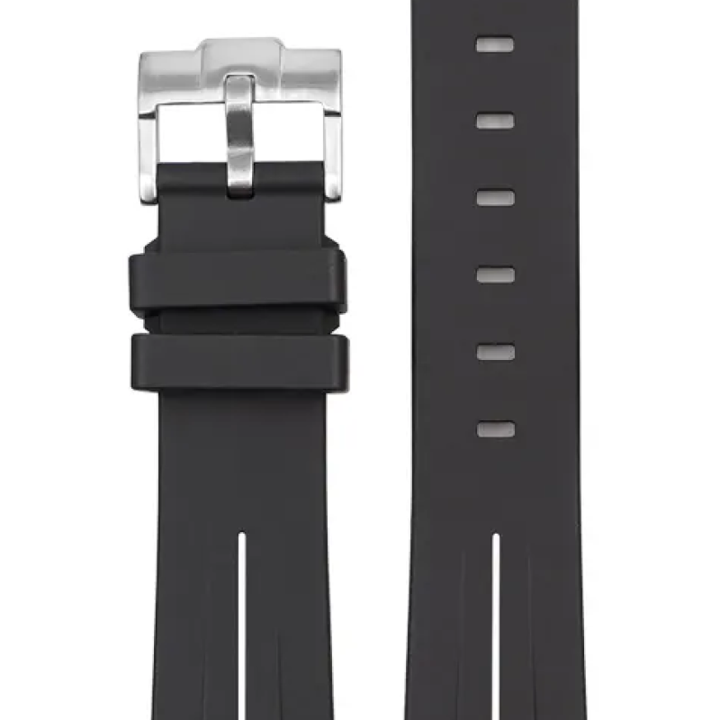 Силіконовий ремінець для годинника Omega Swatch Чорний з білим