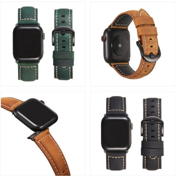 Ремінець із натуральної шкіри Crazy horse для Apple Watch 38 / 40 / 41 / 42 / 44 / 45 / 49 мм Темно-коричневий