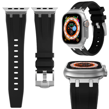 Ремінець преміум'якість для Apple Watch Ultra 49 / 45 / 44 / 42 mm Жовтогарячий із сірим