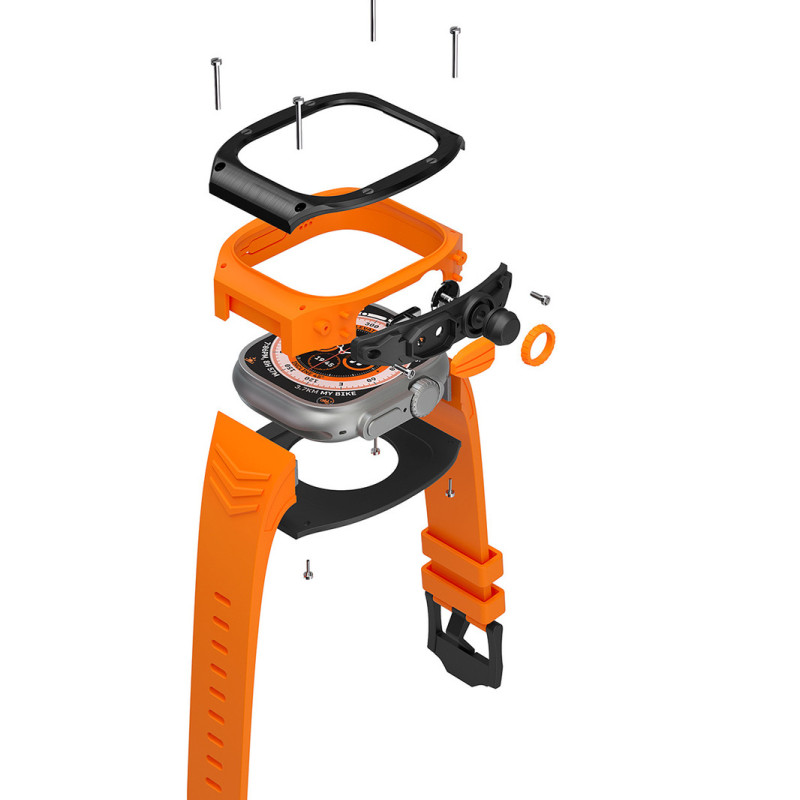 Ремінець, безель (рант) для Apple Watch Ultra 49 mm Жовтогарячий із чорним