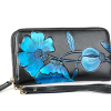 Жіночий гаманець на блискавці з натуральної шкіри з малюнком