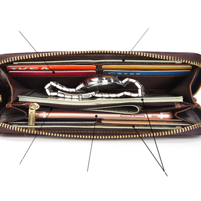 Довгий гаманець з натуральної шкіри