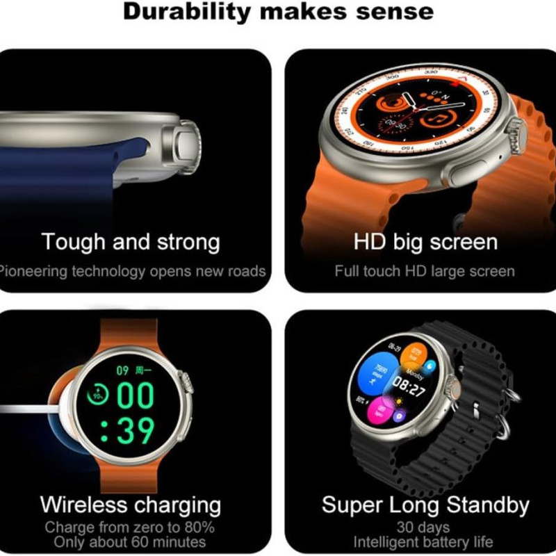 Cмарт-годинник Smart Watch Z78 Ultra електронні з магнітною зарядкою та мікрофоном. Чорний