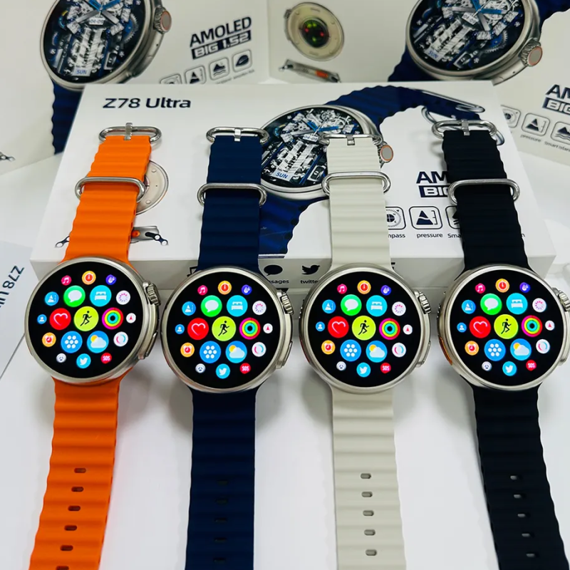 Смарт-годинник Smart Watch Z78 Ultra електронний з магнітною зарядкою та мікрофоном. Чорний Жовтогарячий