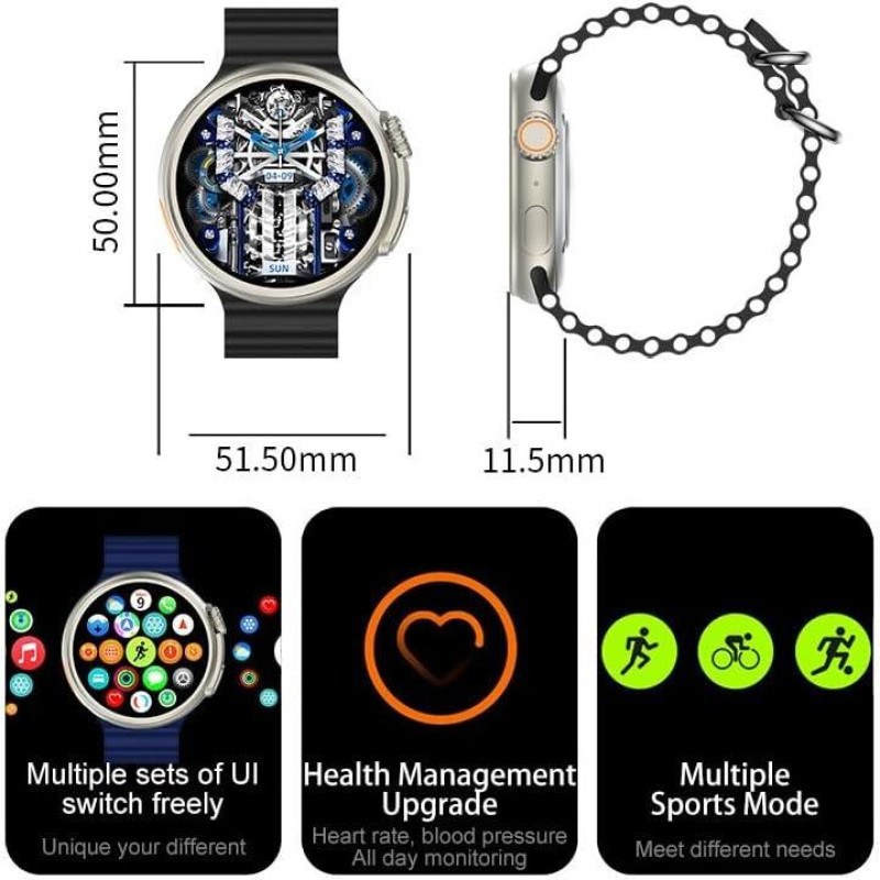 Смарт-годинник Smart Watch Z78 Ultra електронний з магнітною зарядкою та мікрофоном. Чорний Жовтогарячий