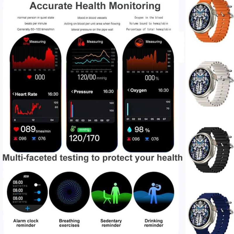 Смарт-годинник Smart Watch Z78 Ultra електронний з магнітною зарядкою та мікрофоном. Чорний Жовтогарячий