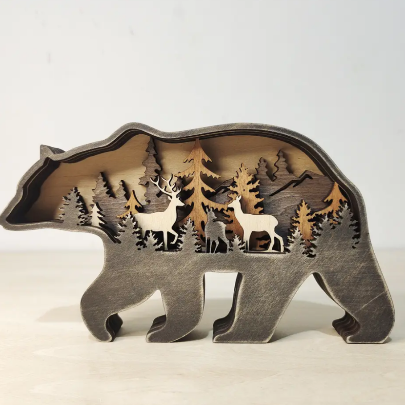 Декоративна дерев'яна іграшка-пазл 3D  "Ведмідь"