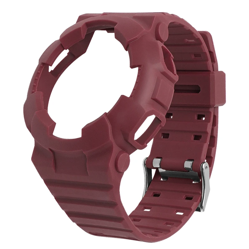 Casio ремінець + безель (рант) для G-SHOCK GA-100 / GA-110 / GA-120 / GD-100 / GD-120/GAX-100/GLS-100 Матовий Бордовий