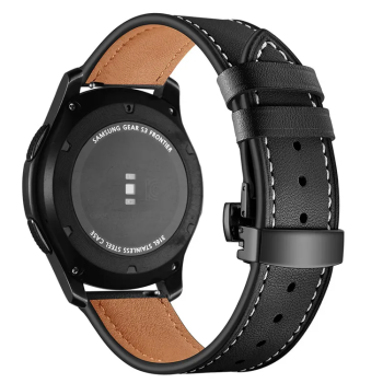 Шкіряний ремінець для Huawei Watch 3 / 3 Pro / GT 2 46 мм / GT2 Pro / GT 2e / Magic зі шкіри Crazy horse Чорна чорна застібка