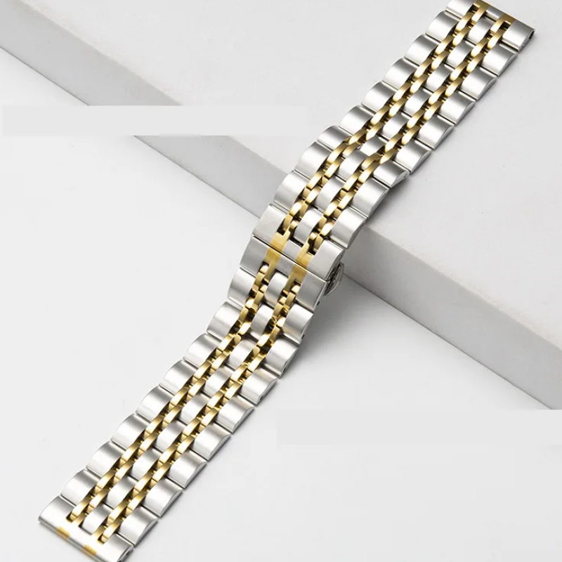 Браслет для годинника з неіржавкої сталі, 22 мм Срібло із золотом