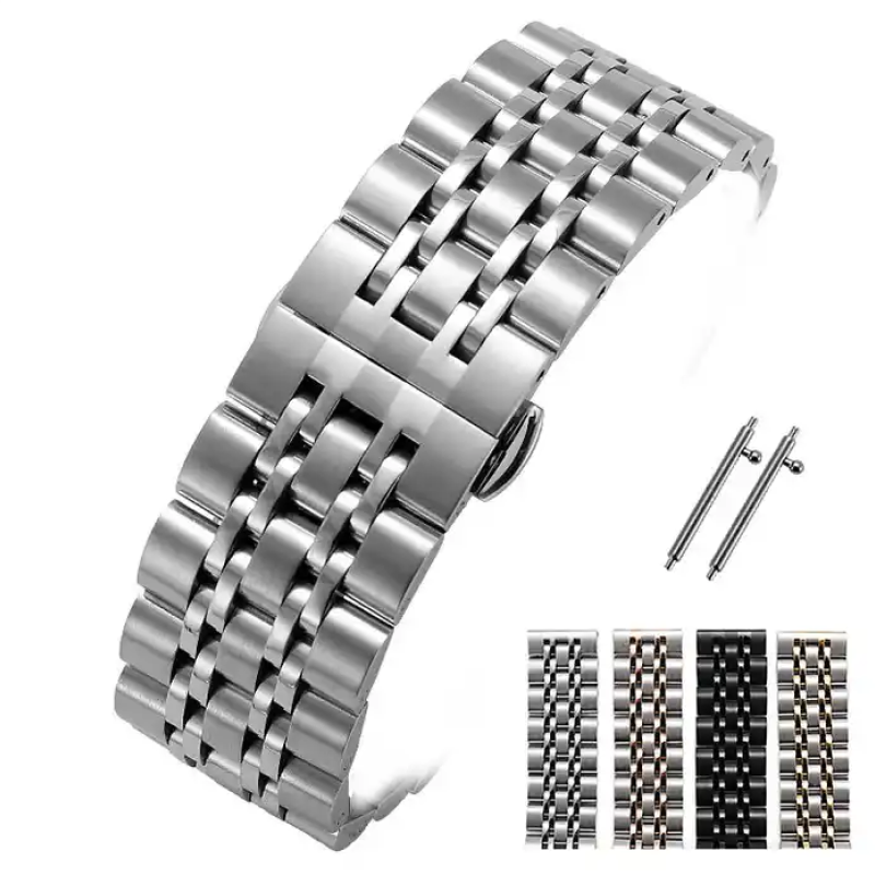 Браслет для годинника з неіржавкої сталі, 22 мм Срібло із золотом