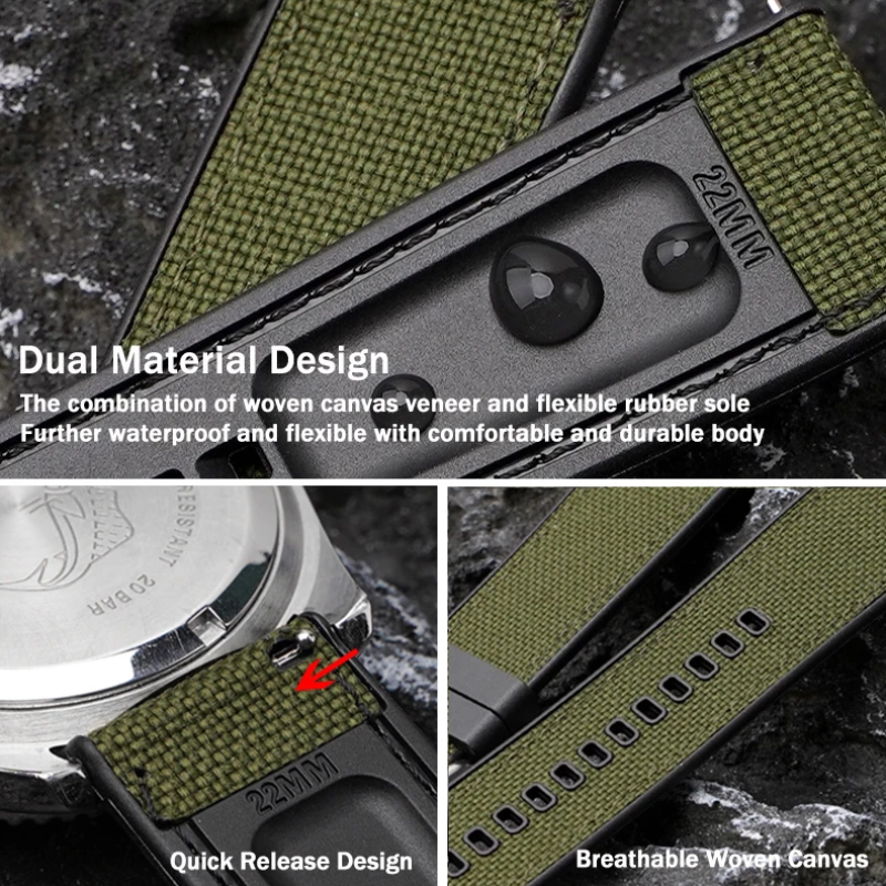 Ремінець  каучук+тканина  для Huawei Watch GT 2 46 мм / GT2 Pro / GT 2e / Watch 3 / Watch 3 Pro