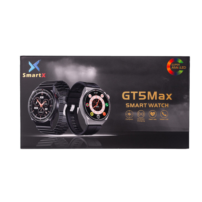Смарт годинник чоловічий водонепроникний SmartX GT5 Max / дзвінки GPS (Android та iOS) Сірий