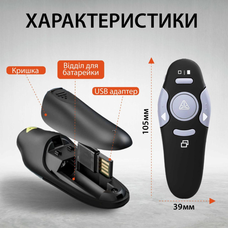 Пульт для презентацій зі USB лазерна указка на 100 м клікер презентер на 10м R2