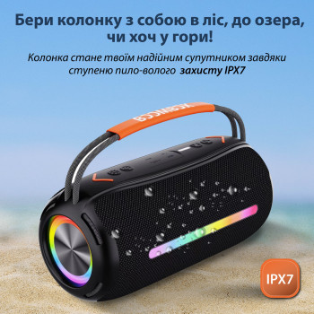 Портативна колонка Bluetooth бездротова з підсвічуванням акумулятор USB 2400 mah AUX BOOMBOX 360